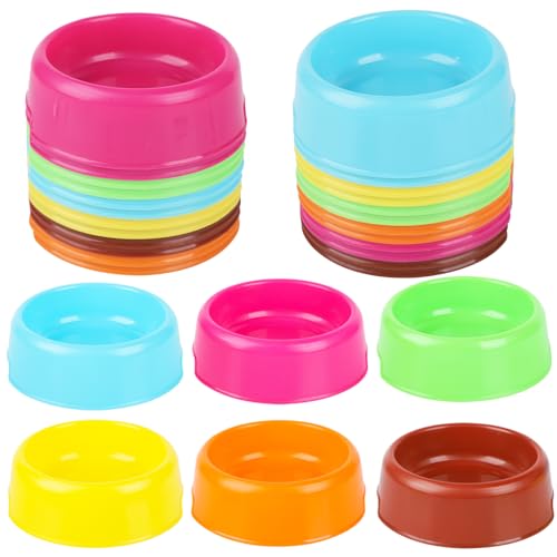 DISWALE 18 ciotole in plastica per animali domestici, riutilizzabili, per cani e gatti, colore caramella, per feste di compleanno per cani, arancioni, rosa, verde, marrone, blu, giallo