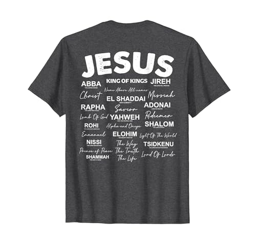 Jesus is King Names of God Hebrew Jesus Christian (On Back) T-Shirt, Men, Dark Heather Grey, Large