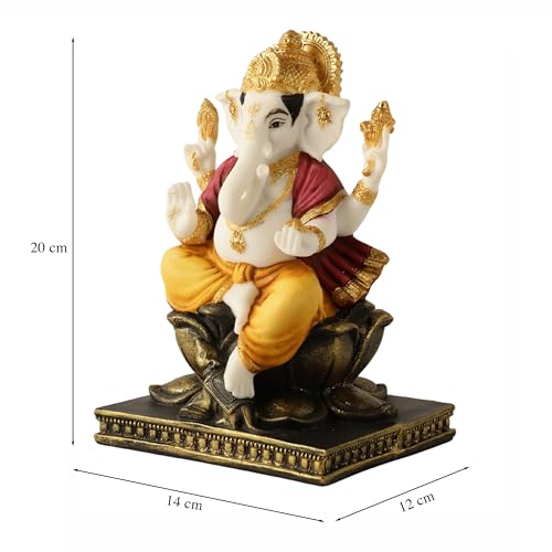 Image of ARMONIA Premium Lord Ganesha Idol for Home Decor - 8 Inch Handmade Ganesh Murti | Antique Finish Polystone Ganpati Statue for Mandir, Pooja Room, Office Desk |Spiritual Gift for Wedding & Housewarming