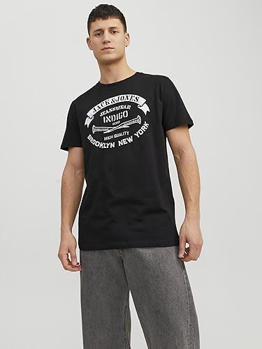 JACK & JONES T-Shirt Logo Crew Neck T-Shirt, Schwarz (Black), X-Small (Packung mit 2) 2