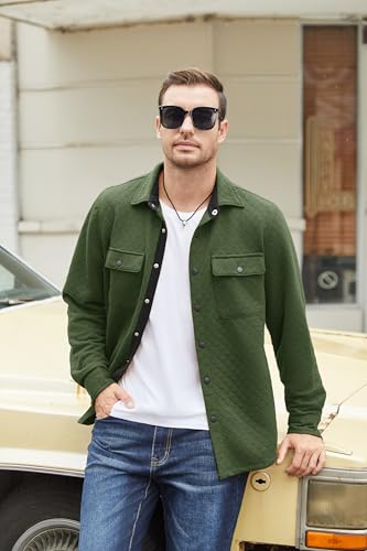 COOFANDY Men's Casual Shirt Jacket Lightweight Shacket Jacket Quilted Button Down Jackets4