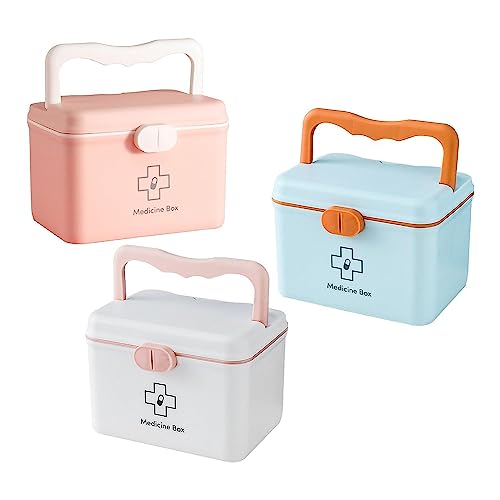 Image of HomeCloud Plastic First Aid Box with Tight Lock Mechanism & Convenient Handle | Multi-Purpose Medicine Storage Organizer for Medicines, Bandages, Ointments & Medical Tools (White)