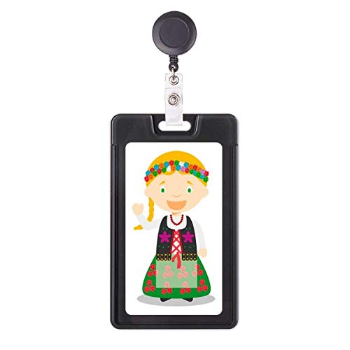 Badge Pologne Blond Smile avec enrouleur rétractable pour cartes