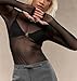 Sheer Mesh Top for Women Sexy See Through Shirts Crew Neck Long Sleeve Tee with Thumb Hole Transparent Undershirt (Clear, S)