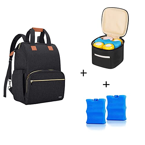 Image of Teamoy Breast Pump Bag Bundle with Breastmilk Cooler Bag and an Ice Pack, Gray