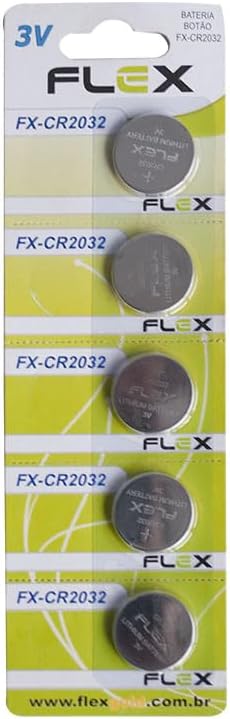 Pilha Bateria, Flex, Botão, CR2032, 3V, Cartela Com 5