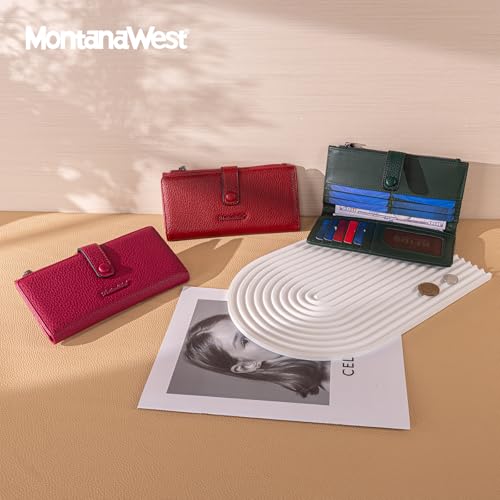 Image of Montana West Wallet Women Bifold RFID Blocking Wallets Large Capacity Card Holder Wallets with Zipper Coin Pocket