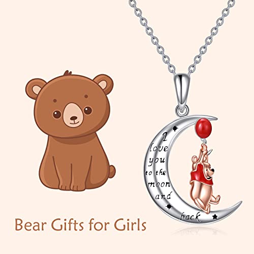 LILALO Bear Necklace Sterling Silver Moon Jewelry with I Love You To the Moon And Back Bear Gifts 6