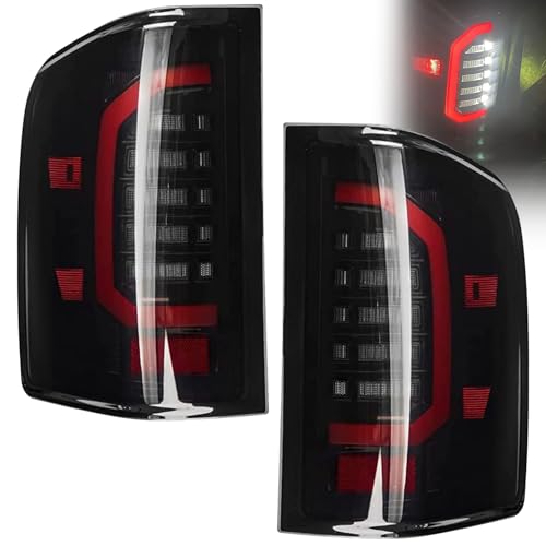 WonVon LED Tail Lights Compatible with 2007-2013 Chevy Silverado 1500 2007-2014 Silverado 2500 HD/3500 HD LED Tube Rear Light Lamp Dark Smoke Replace A Pair
