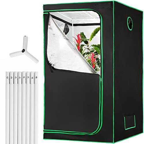 Indoor Grow Tent (36"x36"x72"), Hydroponic Plant Growing Tent with Observation Window and Waterproof Floor Tray, Mylar Hydroponic Grow Tent (Oxford Cloth and Reflective Film), 3x3 Big, Small Grow Tent