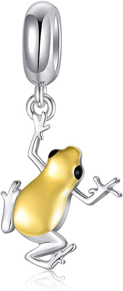 PELOVNY Frog Charm Bead for Bracelet 925 Sterling Silver Animal Jewelry Birthday Lucky Gift for Women Frog Lover