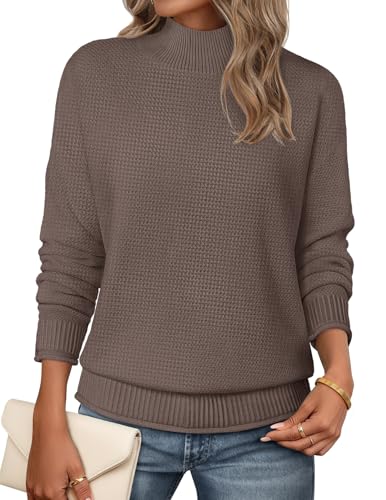 Image of MEROKEETY Women's Turtleneck Long Sleeve Sweater 2025 Fall Cozy Knit Loose Casual Trendy Pullover Tops Winter Clothes
