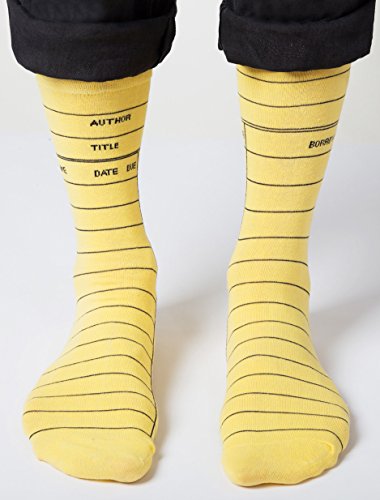 Out Of Print Unisex Library Card Socks Small Yellow #TOP2