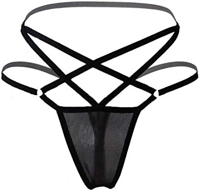 Women's Black Charming Thong Lingerie lace G-String T-Back Panties Strappy Body Harness Panties Gift for Valentine