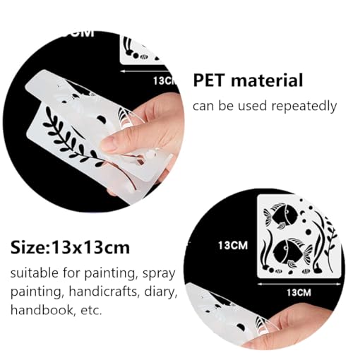 KARLOR 20 Blatt Malschablonen Kinder Schablone zum malen Meeresthema Vorlage Wiederverwendbar Malvorlage Kunststoff Malform Meerjungfrau Muschel Fisch Seepferdchen für Zeichnen Sprühen Malen(13x13cm)