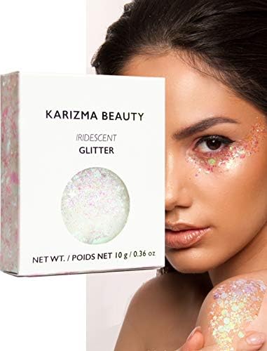KARIZMA Holographic Iridescent Glitter. 10g Chunky Face Glitter, Hair Glitter, Eye Glitter and Body Glitter for Women. Rave Glitter, Festival Accessories, Cosmetic Glitter Makeup. Loose Glitter Set
