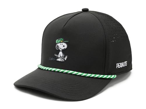 Black Clover Unisex Snoopy Golfer 5 Panel Mid Rope Adjustable Hat Black One Size