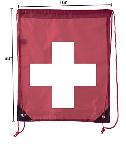 Image of Mato & Hash First Aid Backpack Drawstring Medical Bag for Emergencies or Epi Pen & Medicine - 10PK Maroon CA2500FirstAid S5