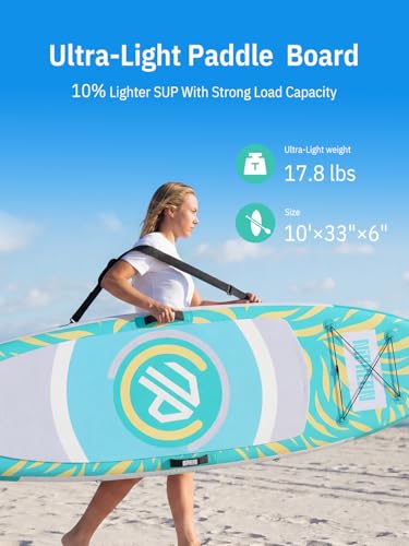 Image of Niphean 10' Inflatable Paddle Board, Ultra-Light SUP for Beginners | Versatile Yoga Paddle Board with Durable SUP Accessories, 400lbs Capacity, Stand Up Paddle Boards for Adults & Youth