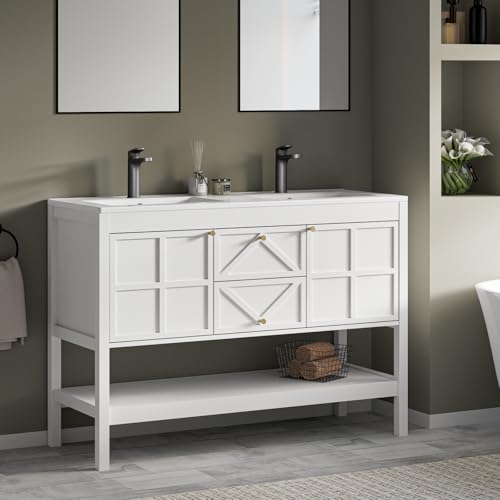 ELEVACHIC 48" Bathroom Vanity with Double Sink Combo, Undermount Sink