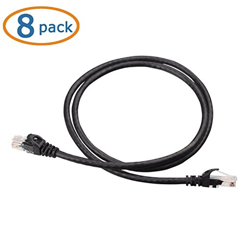 Cable Matters 150001-BLK-3X8 8-Pack Snagless Short Cat 5E Ethernet Cable 3 Ft thumb #1