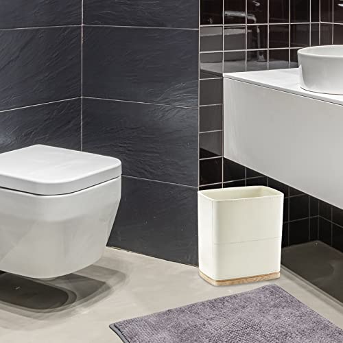 Polytree Bathroom Trash Can 1.8 Gallon(7 Liter) Small Kitchen Garbage Can,Decor Wastebasket For Bedroom Office,Resin Hand-Carved Leather Beige #TOP3