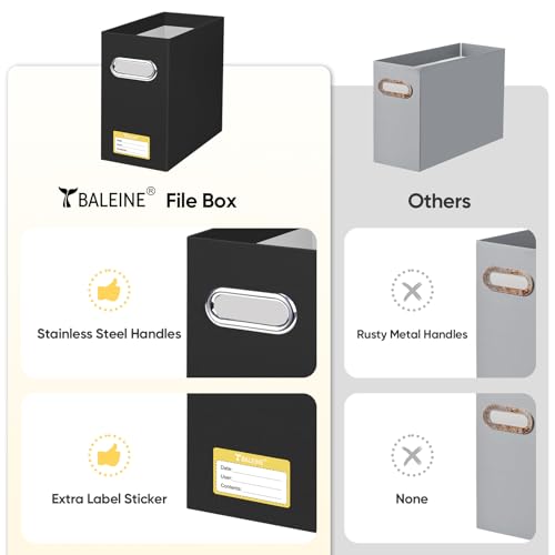 image for BALEINE File Organizer Box, Cardboard File Folder Organizer with Handl