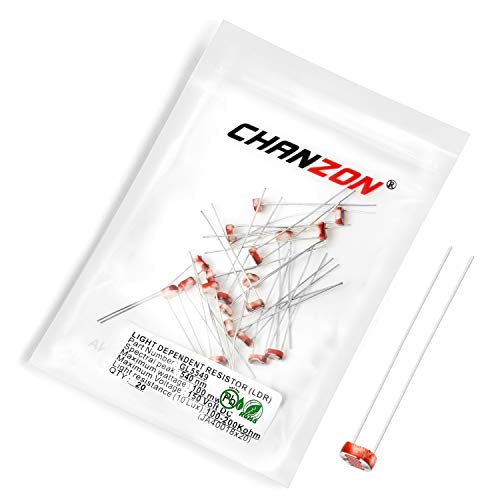 Chanzon 20pcs LDR Resistor 5549 GL5549 5mm 10 Mohm Photoresistor Light-Dependent Photoconductor 20pcs Photo Light Sensitive