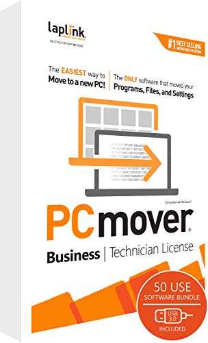Image of Laplink PCmover Migration Software - Initial Pay-Per-Use License Fee - Monthly invoicing for additional uses - $19.95 /license with Super Speed USB 3.0 cable - Business Technician, 50 Licenses