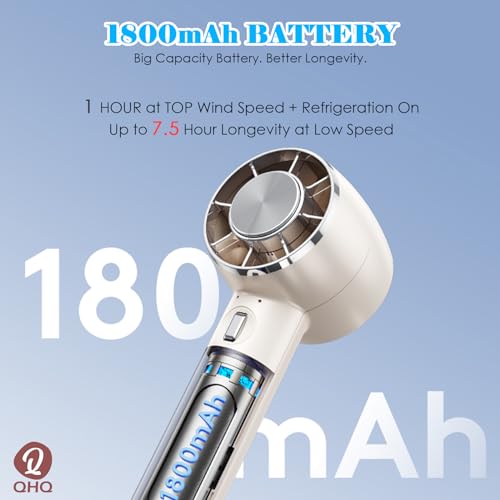 QHQ Ice Cooling Handheld Fan, Refrigerating Ice Cooling Pad Built-in Mini Turbine Portable Air Conditioner Fan