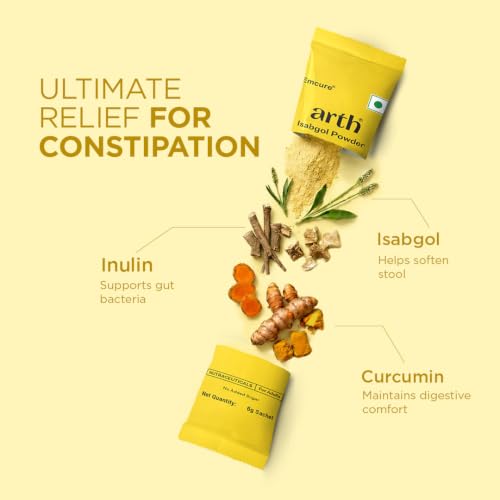 Image of Arth Isabgol Powder | Psyllium Husk with Inulin & Curcumin | Fiber for Constipation relief & Bloating | Mango Peach Flavour | 6g x 20 Sachets