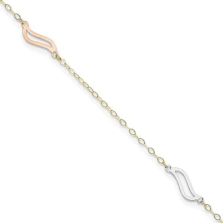 Tornozeleira de praia com extensor de tamanho ajustável de 22,8 cm e 1 tornozeleira de praia com três cores, joias finas para mulheres, presentes para ela, 10 inches