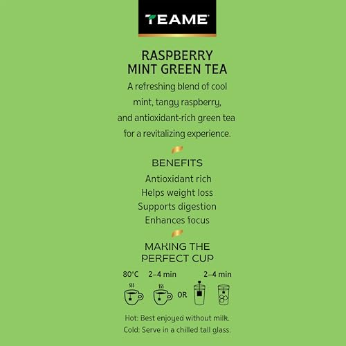 Image of TE-A-ME Green Tea Raspberry and Mint Flavour | Green Tea 50 Teabags