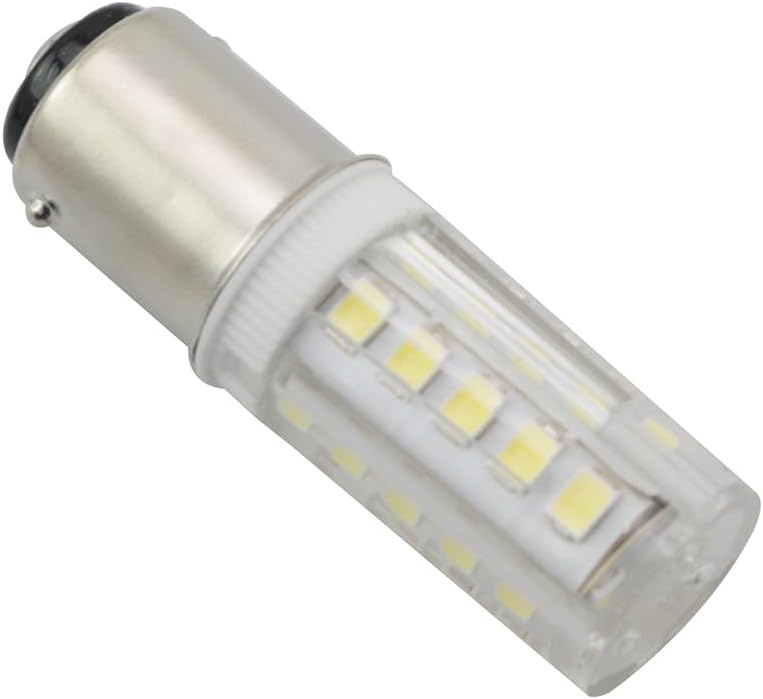 ZYAMY 2PCS Sewing Machine Bulb Dual Contact BA15D Push-in Bulb Daylight White 6000K Bulb Bayonet Replacement for Halogen Sockets Vacuum Cleaner Lights Reading Lights Desk Lamps