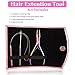 Beauty & Crafts Micro Links Hair Extensions Kit- Stainless Steel Beads Closer and Remover plier, Hair Extensions Loop Needle Pulling Hook, Bead Tool for Hair or Feather Extensions with Leather Pouch