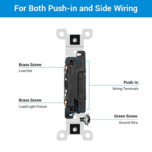 Dewenwils Single Pole Light Switch, Toggle Switch, On/Off Rocker Wall Switch, 120V/277V/15A, Ul Listed, 10 Pack #TOP3
