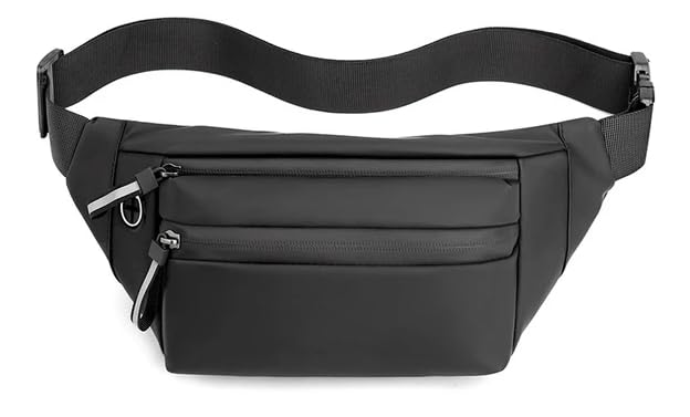 meyaar Waist Bag for Men Women, Crossbody Waist Bag with 3-Zipper Pockets, Belt Bag for Travel Walking Running Hiking Cycling, Easy to Carry Any Phone, Wallet for Men and Women (Black)-picture-18
