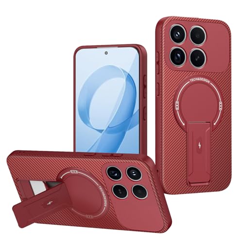Jiajihua Case Compatible with Xiaomi Poco F8 Pro 5G,Compatible with Redmi K90 Camera Protection Magnetic Kickstand Bracket 2 in 1【TPU+PC】 Drop Shockproof Red