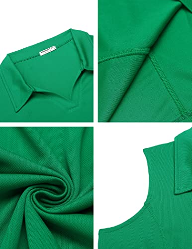 Coorun Polo Shirt For Women V Neck Golf Shirts Moisture Wicking Athletic Tennis Shirts Sleeveless Golf Tanks,Green Medium #TOP4