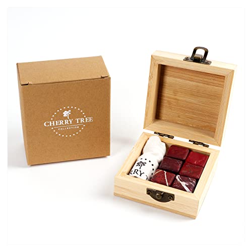 Cherry Tree Collection | Whisky Stones | Crystal Water Infusion Stones | Natural Gemstones | Set of 6 | Red Jasper