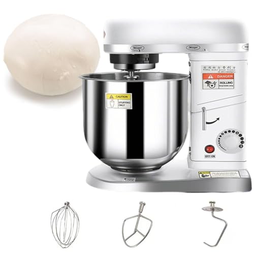 Mezclador de soporte comercial 5L con tazón, procesador eléctrico de alimentos de 3 velocidades para hornear, accesorios de batidor de batidor de gancho de masa, diseño de tilta-cadera, tazón de mezcl