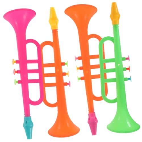 SOLUSTRE Reusable Trumpet Toys for Boys and Girls 4pcs Plastic Trumpets Realistic Sounds Party Noisemakers for Events Random Color