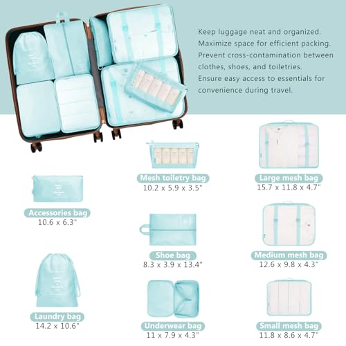 Hardshell Luggage Set with TSA Lock, 360° Spinner Wheels, Lightweight Durable Travel Suitcases for Women/Men Carry-On & Check-In (Blue)4