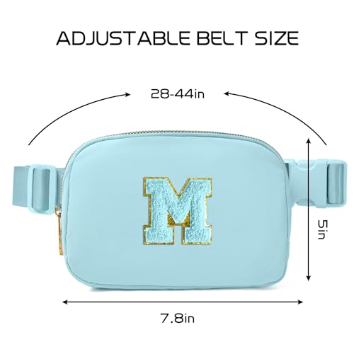Image of Gitus Gifts for 8 9 10 11 12 Year Old Girls Belt Bag Fanny Pack Crossbody Bags with Initial Letter Patch Cute Stuff Birthday Gifts for Teen Girls Women Personalized Trend Stuff (Icing Blue-M)