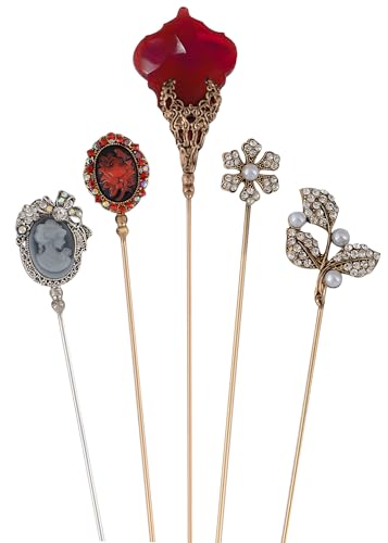 Image of Alilang 5Pcs Vintage Bendable Lapel Pins Classic Pin Brooches Set Accessories for Secure Styling on Hats, Scarves