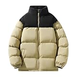 Daunenjacke für Damen, kurz, Winter, Thermo-Steppmantel, wasserabweisend, gepolstert, Übergröße, Reißverschluss, Stehkragen, Übermantel, Parka, verdickt, einfarbig, Wanderoberbekleidung, khaki, M