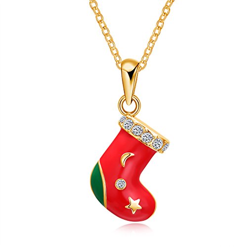 Bijoux de Noël Collier plaqué pour femme avec pendentif élégant
