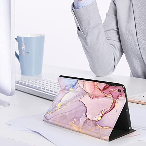 Cakoseran Case for ipad 10.2 inch 2021 / 2020 / 2019 , ipad 9th / 8th / 7th Generation Case Cover, Pu Leather with Soft TPU Back Full Protection, Auto Wake/Sleep, Adjustable Stand Angles(Pink Marble)