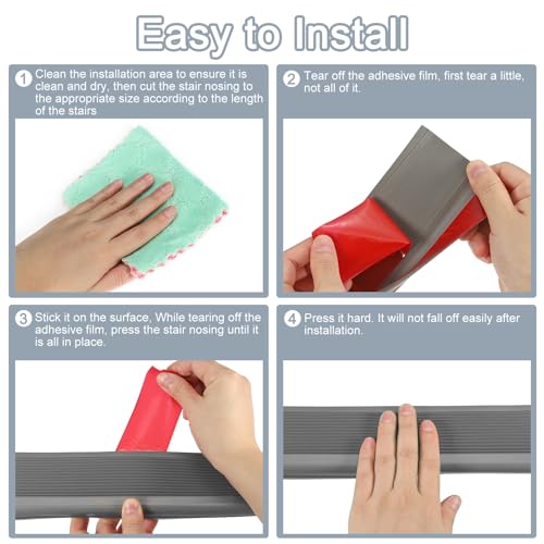 QUARKZMAN 5ft Treppenkantenprofil, 2,5 mm PVC Selbstklebender Treppenkanten-Schutz L-Form Treppenabschluss Treppenstufenkantenverkleidung für den Innen- und Außenbereich, Grau.