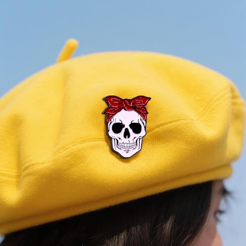 Image of Feminist Skull Pin, Funny Lapel Pin, Halloween Brooch for Women Fashion, Skulls Enamel Pins, Goth Brooches, Hat Pins, Gothic Backpack Pins, for Bags Backpacks Sambas Socks Shoes Cosplay Hats, Punk Rock Stylish Christmas Gift